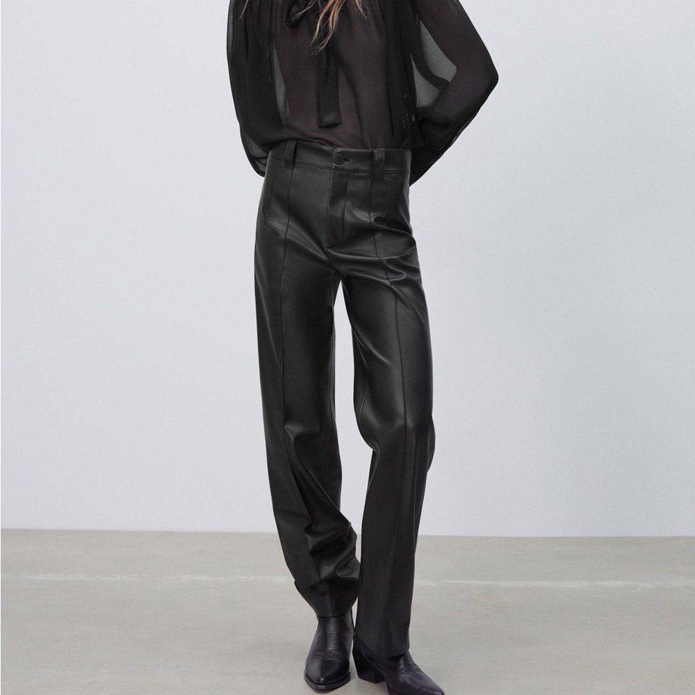 Zara FULL LENGTH FAUX LEATHER FRANCOISE PANTS